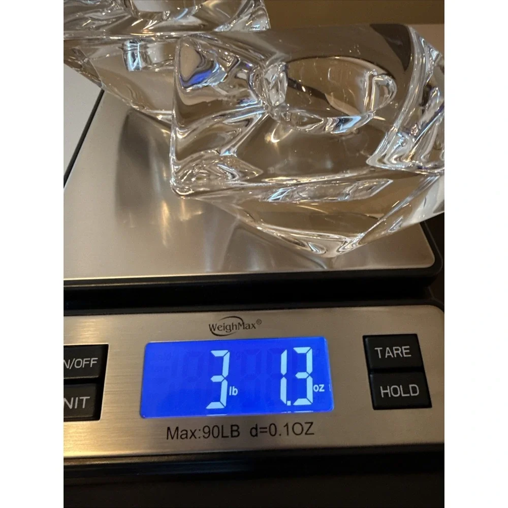 Orrefors Sweden Crystal Tealight Candle Holder X2 Modern Scandinavian Art Glass